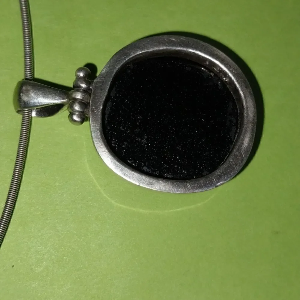 VintageSterling Diachrolic Glass Pendant and Chain...16